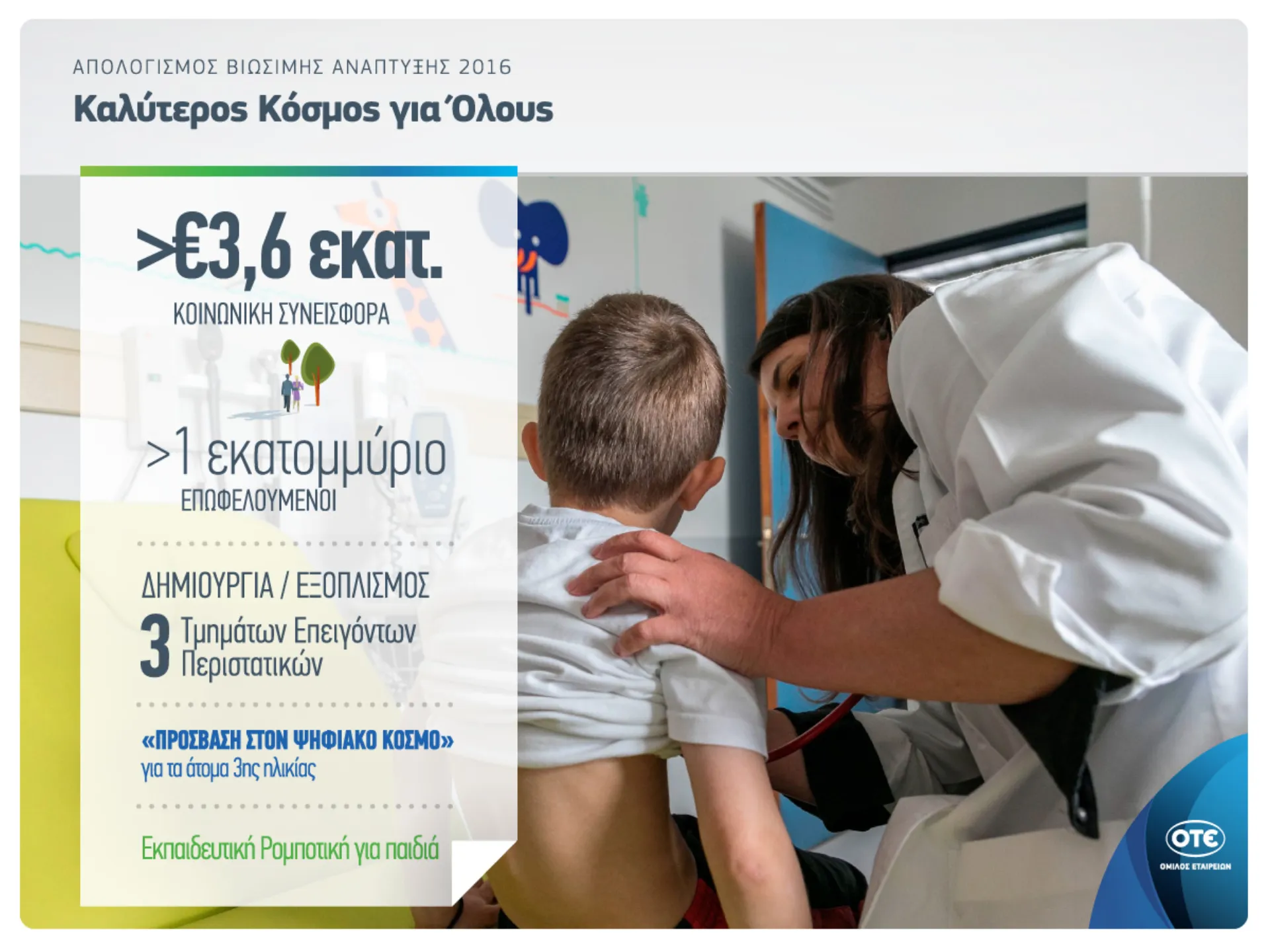 Όμιλος ΟΤΕ: Βιώσιμη Ανάπτυξη για την οικονομία, την κοινωνία & το περιβάλλον