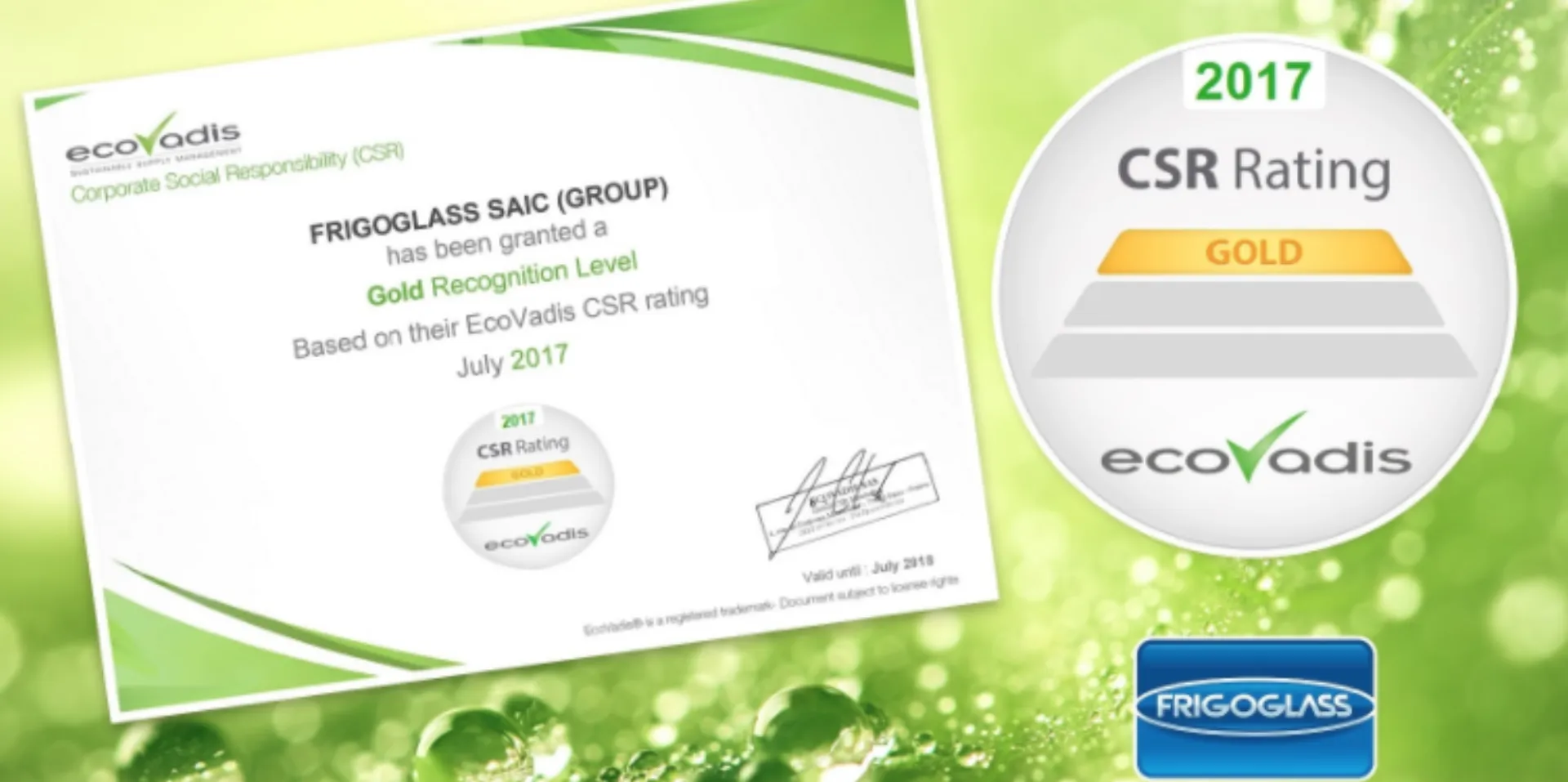 Η Frigoglass έλαβε Χρυσή Διάκριση από την EcoVadis για την ΕΚΕ