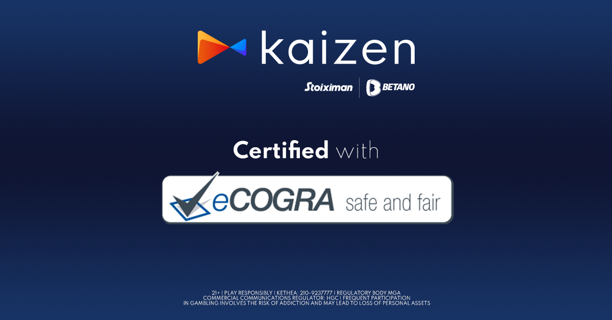 Kaizen Gaming: Πιστοποίηση eCOGRA Safe and Fair Seal