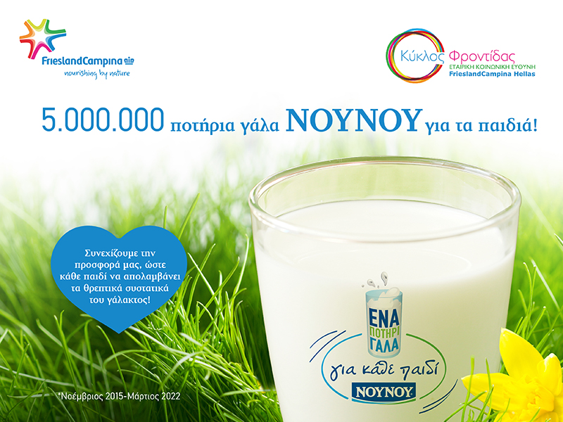 FrieslandCampina Hellas-NOYNOY: 5 εκατ. Ποτήρια γάλα για τα παιδιά