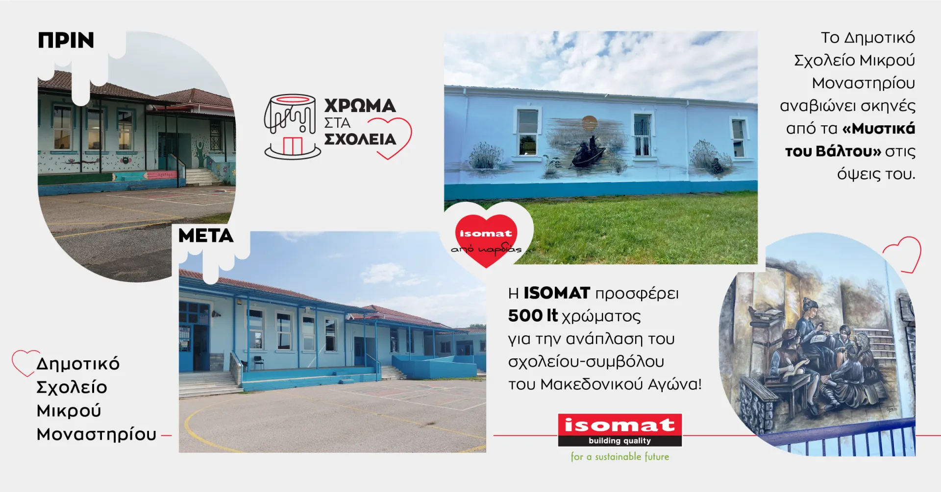 H ISOMAT χρωματίζει το σχολείο-σύμβολο του Μακεδονικού Αγώνα