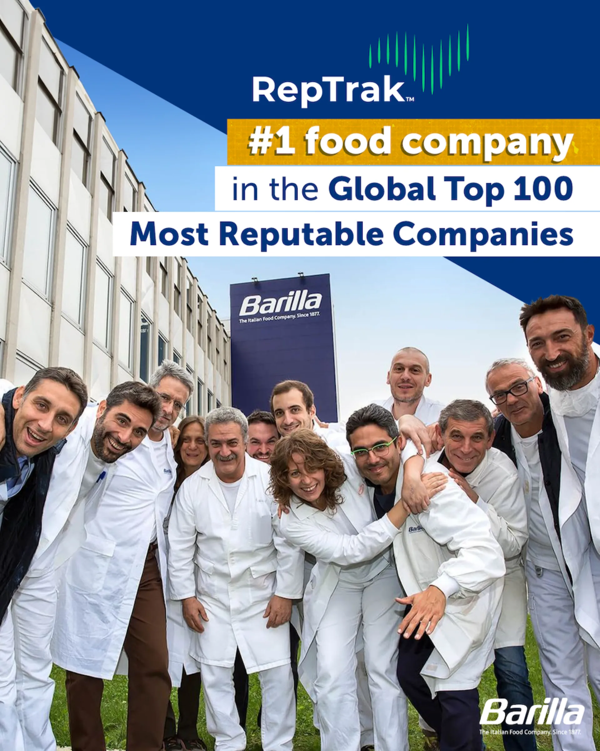 BARILLA: 1η εταιρεία στον κόσμο στο GLOBAL REPTRAK® 100