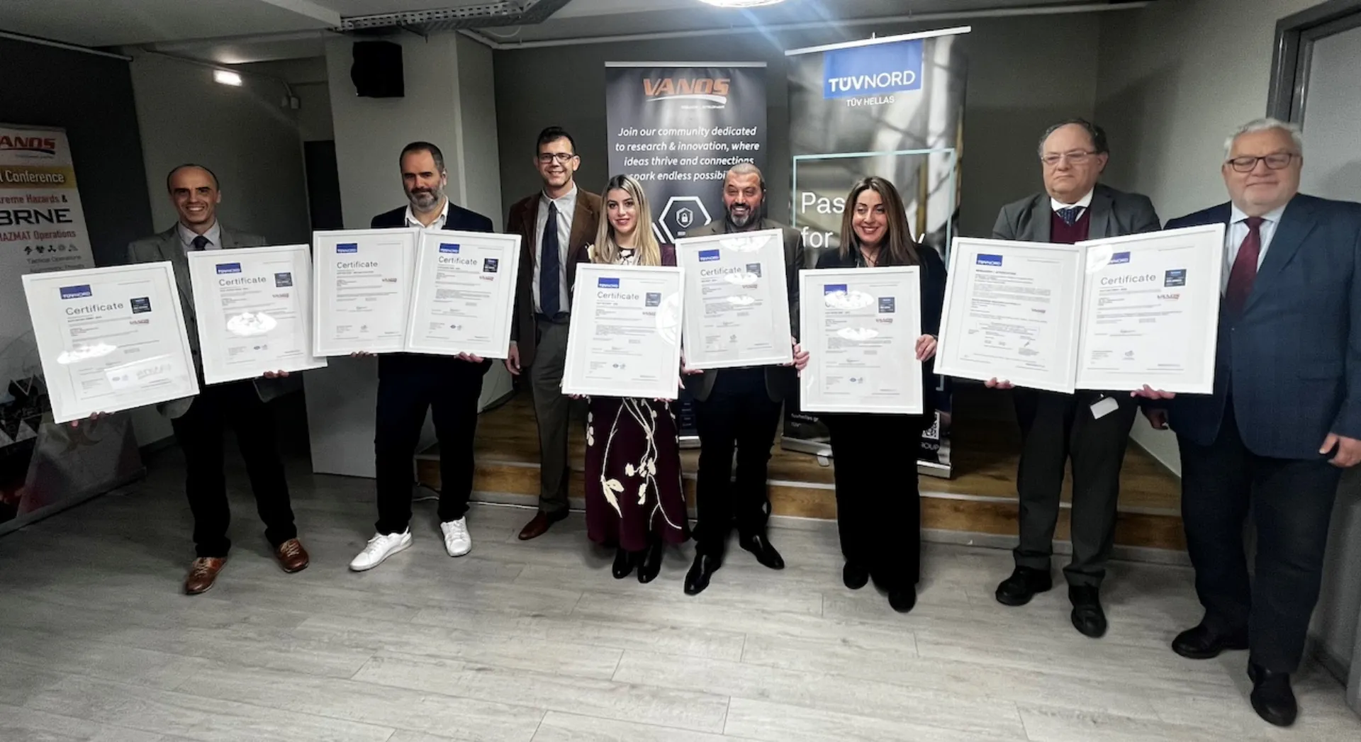 VANOS S.A.: 9 Πιστοποιήσεις από την TÜV HELLAS (TÜV NORD) S.A.